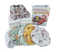 Thrive Sapling Newborn Reusable Nappy Kit, 6 Wraps and 10 Trifold Inserts, Reusable Cloth Nappies for Newborns up to 6.8 kg