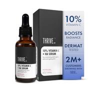 ThriveCo 10% Vitamin C Face Serum Brightens Skin & Helps Reduce Dark Spots With 33 kDa + 5 kDa Hyaluronic Acid Boosts Hydration & Glow For Men & Women 30 ml clear