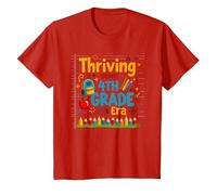 Thriving in My 4th Grade Era T-Shirt, Kids, Red, 10 Years