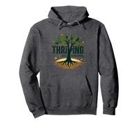 Thriving Not Surviving: Inspirational Tree of Life Pullover Hoodie, Adult Unisex, Dark Heather Grey, XL