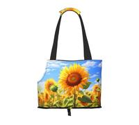 Thriving Sunflower Printed pet shoulder bag for going out - small dog and cat dual-purpose shoulder bag