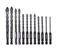 ThrivingAura 12 Pcs Carbide Masonry Concrete Drill Bit Set, Professional Tungsten Carbide Tile Drill Bit for Stone Tile Brick Ceramic Glass Metal Sheet Plastic Wood 3mm, 4mm, 5mm, 6mm, 8mm, 10mm, 12mm