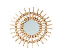 Thrivinger Hanging Mirror Rattan Sunflower Circular Wall Mirror, Rattan Round Makeup Mirror, Decor Boho Wicker Dressing Makeup Mirrors, Innovative Art Decoration, for Living Room Bedroom