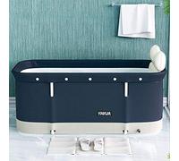 Thrivinger Portable Foldable Bathtub, 120cm Foldable Soaking Bathing Tub for Adults, Soaking Standing Bathtub, Portable Bathtub, Separate Family Bathroom SPA Tub, for Hot Bath Ice Bath