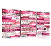 THRLVEART Pink Canvas Wall-Art - Room Decor For Teen Girls - Motivational Posters Ready To Hang Size 16" x 12" x 3 Pieces