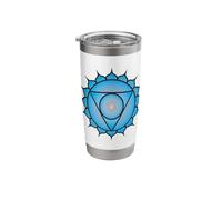 Throat Chakra Symbol | Blue Mandala Geometric Design Stainless Steel Insulated Tumbler