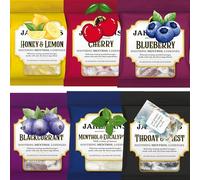 Throat & Chest Soothing with Cherry, Menthol & Eucalyptus, Honey & Lemon, Blueberry & Blackcurrant, and Menthol (6 Mixed Pack) - by Oerich Gift