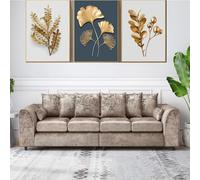 Throne 4 Seater Scattter Back Crushed Velvet Sofa Furniture 786 Gold One Size