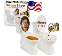 Throne Shots: Hilarious Toilet-Shaped Shot Glasses with Flip Lid for Custom Photo Gags, Ideal White Elephant Gift for Shot Fun, Parties, Funny Gifts for Adults, 1 oz, Set of 2