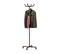 THRONKENGER Industrial Coat Rack, Metal Pipe Coat Rack Stand Freestanding with 6 Hooks, Heavy Duty Coat Tree Sturdy Coat Racks for Entryway, Hallway, Bedroom (Vintage gold)