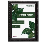 Throntons Shabby Chic Black Frame 14 x 11 Inches Ornate Antique Vintage Style Picture Photo Poster Frame with MDF backing board with Perspex Sheet