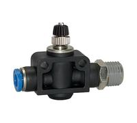 Throttle check valve »Blue Series«, straight, R 1/4 a., for hose A-Ø 8 mm, working dr. Max. 15bar, KS/MS vern., throttle S-G