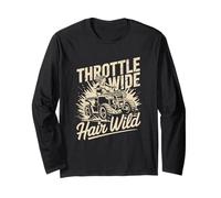 Throttle Wide Hair Wild Women ATV Off Road Rider Long Sleeve T-Shirt