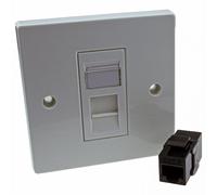 Through Coupler Faceplate Cat6 1 Port RJ45 Socket Network UK Plate
