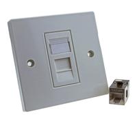 kenable Through Coupler Faceplate Cat6A Shielded FTP 1 Port RJ45 Socket Network UK Plate