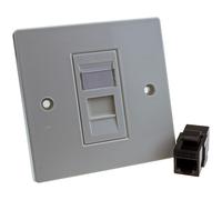 Through Coupler Keystone Faceplate Cat5E 1 Port RJ45 Socket Network Plate