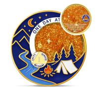 Through Darkness Flowing Glitter Sobriety Coin - One Day at A Time AA Coins