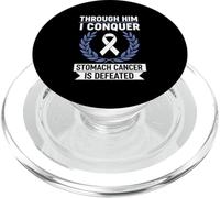 Through Him I Conquer Stomach Cancer Is Defeated Faith PopSockets PopGrip for MagSafe