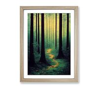Through The Forest Framed Print | A3 Oak Framed Wall Art | Ready to Hang | Modern Landscape Picture | Living Room Bedroom Lounge Office