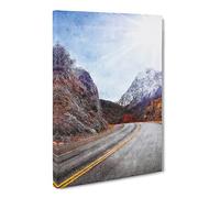 Through The Mountains In Argentina Painting Modern Canvas Wall Art Print Ready to Hang, Framed Picture for Living Room Bedroom Home Office Décor, 24x16 Inch (60x40 cm)