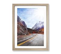 Through The Mountains In Argentina Painting Modern Framed Print | A2 Oak Framed Wall Art | Ready to Hang | Modern Landscape Picture | Living Room Bedroom Lounge Office