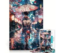 Through The Rain, She Blooms Jigsaw Puzzles for Adults 1000 Piece Memory Boost Cozy Time Pattern Assembly Santa Wish List (50x75cm)