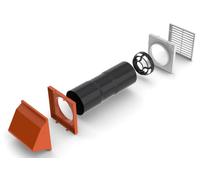 Through Wall Anti Draught 5" 127mm x 358mm Core Drill Air Vent Ventilator Terracotta Red Cowl For Gas Appliances