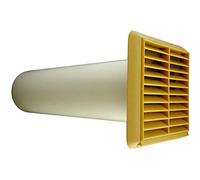 Through Wall Fan Vent Grille Cover & Solid Ducting Pipe Kit 100mm for Extractor Fan (Cotswold Sand)