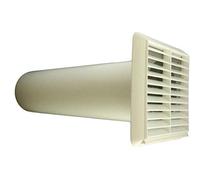 Through Wall Fan Vent Grille Cover & Solid Ducting Pipe Kit 100mm for Extractor Fan (White)