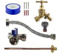Through Wall Tap Connection Kit Garden Cold Water Brass Bib Complete Installation Set DIY Outdoor Water Tap Fittings