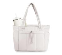 Throushine Luvtoo The Ultimate Puffer Tote Bag Tumbler-Friendly Hassle-Free Smart Organization Stylish Design (Ivory White)