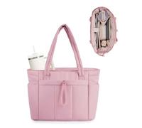 Throushine Luvtoo The Ultimate Puffer Tote Bag Tumbler-Friendly Hassle-Free Smart Organization Stylish Design (Pink)