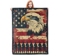 Throw Bald Eagle Soldiers Patriotic American Flag Bed Cover Living Room M