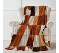 Throw Blanket 100×130 cm, Animal Print Cowhide Texture Printed, Cozy Soft Fall Blankets for Couch Sofa Bed, Lightweight Brown Throws Like Shawl, Autumn Thanksgiving Home Decor Gift