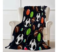 Throw Blanket 100×130 cm, Cartoon Volleyball Sports Football Printed, Cozy Soft Fall Blankets for Couch Sofa Bed, Lightweight Black Throws Like Shawl, Autumn Thanksgiving Home Decor Gift