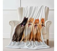 Throw Blanket 100×130 cm, Close-Up Pomeranian Animals Printed, Cozy Soft Fall Blankets for Couch Sofa Bed, Lightweight White Throws Like Shawl, Autumn Thanksgiving Home Decor Gift
