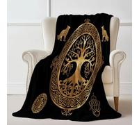 Throw Blanket 100×130 cm, Dark Style Texture Tree Of Life Printed, Cozy Soft Fall Blankets for Couch Sofa Bed, Lightweight Black Throws Like Shawl, Autumn Thanksgiving Home Decor Gift