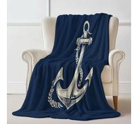 Throw Blanket 100×130 cm, Ocean Elements Hooks Simple Printed, Cozy Soft Fall Blankets for Couch Sofa Bed, Lightweight Navy Throws Like Shawl, Autumn Thanksgiving Home Decor Gift