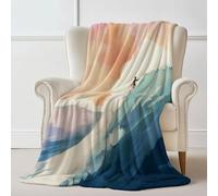 Throw Blanket 100×130 cm, Watercolor Surfing Waves Printed, Cozy Soft Fall Blankets for Couch Sofa Bed, Lightweight Pink Throws Like Shawl, Autumn Thanksgiving Home Decor Gift