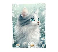 Throw Blanket 100x150cm Soft Cozy Flannel Blanket, Lightweight Fuzzy Warm Washable Blankets and Throws for Sofas Bed Chair Couch Car Fall Autumn Decor Gift, All Seasons for Home Office Room Cat 14-662