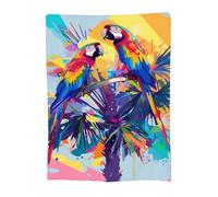 Throw Blanket 100x150cm Soft Cozy Flannel Blanket, Lightweight Fuzzy Warm Washable Blankets and Throws for Sofas Bed Chair Couch Car Fall Autumn Decor Gift, All Seasons for Home Office Parrot 14-1302