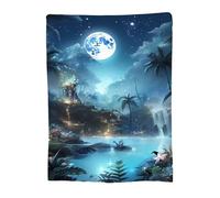 Throw Blanket 100x150cm Soft Cozy Flannel Blanket, Lightweight Fuzzy Warm Washable Blankets and Throws for Sofas Bed Chair Couch Car Fall Autumn Decor Gift, All Seasons for Home Office Moon 14-1162
