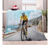 Throw Blanket 130x150 cm Coastal Road Cycling Sherpa Fleece Blanket Soft Cosy Warm Fluffy Blanket Sofa Bed Blankets for Bedroom, Couch, Travel, Versatile Blanket