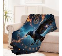throw blanket 130x150 cm Crow Magic personalised blanket baby Warm Cozy Polyester Throw for Sofa Bed Camping Office, Lightweight Soft Fleece for All Seasons EM2130-188