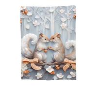Throw Blanket 130x150cm Soft Cozy Flannel Blanket, Lightweight Fuzzy Warm Washable Blankets and Throws for Sofas Bed Chair Couch Car Fall Autumn Decor Gift, All Seasons for Home Office Squirrel 14-110