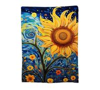 Throw Blanket 150x180cm Soft Cozy Flannel Blanket, Lightweight Fuzzy Warm Washable Blankets and Throws for Sofas Bed Chair Couch Car Autumn Decor Gift, All Seasons for Home Office Sunflower 14-118