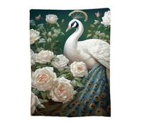 Throw Blanket 150x180cm Soft Cozy Flannel Blanket, Lightweight Fuzzy Warm Washable Blankets and Throws for Sofas Bed Chair Couch Car Fall Autumn Decor Gift, All Seasons for Home Office Peacock 14-114