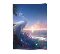 Throw Blanket 150x180cm Soft Cozy Flannel Blanket, Lightweight Fuzzy Warm Washable Blankets and Throws for Sofas Bed Chair Couch Car Fall Autumn Decor Gift, All Seasons for Home Office Peacock 14-1204
