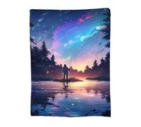 Throw Blanket 150x200cm Soft Cozy Flannel Blanket, Lightweight Fuzzy Warm Washable Blankets and Throws for Sofas Bed Chair Couch Car Fall Autumn Decor Gift, All Seasons for Home Office Lake 14-1158