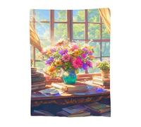 Throw Blanket 150x220cm Soft Cozy Flannel Blanket, Lightweight Fuzzy Warm Washable Blankets and Throws for Sofas Bed Chair Couch Car Fall Autumn Decor Gift, All Seasons for Home Office Natural 14-1214